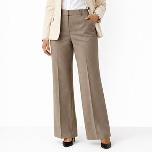 TALBOTS HERITAGE DRESS WORK PANTS LIGHT BROWN WOOL WIDE LEG SIZE 14